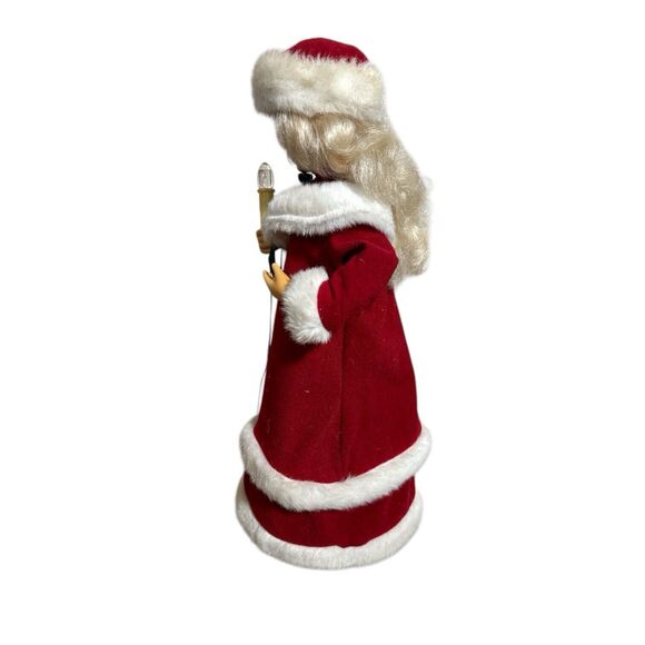 Vintage 17” Young Lady Mrs Claus Caroler Candle NOT WORKING Animated Sound - Picture 3 of 11